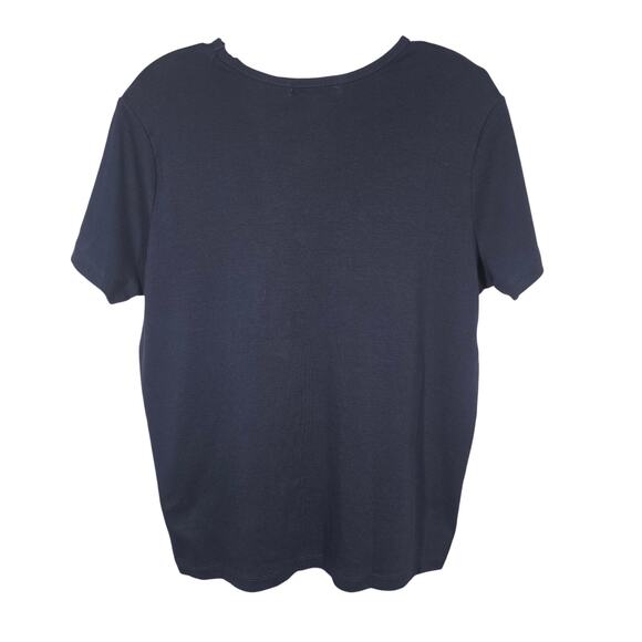 Lauren Ralph Lauren Navy Blue Short Sleeve 100% Cotton Tee Shirt Women's Size 1X - Picture 3 of 8